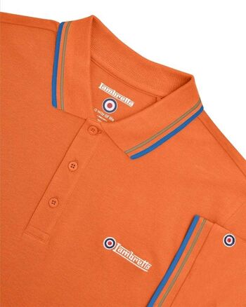 Polo à double liseré Orange brûlé (Kaki/Bleu Vallarta) SS24 2