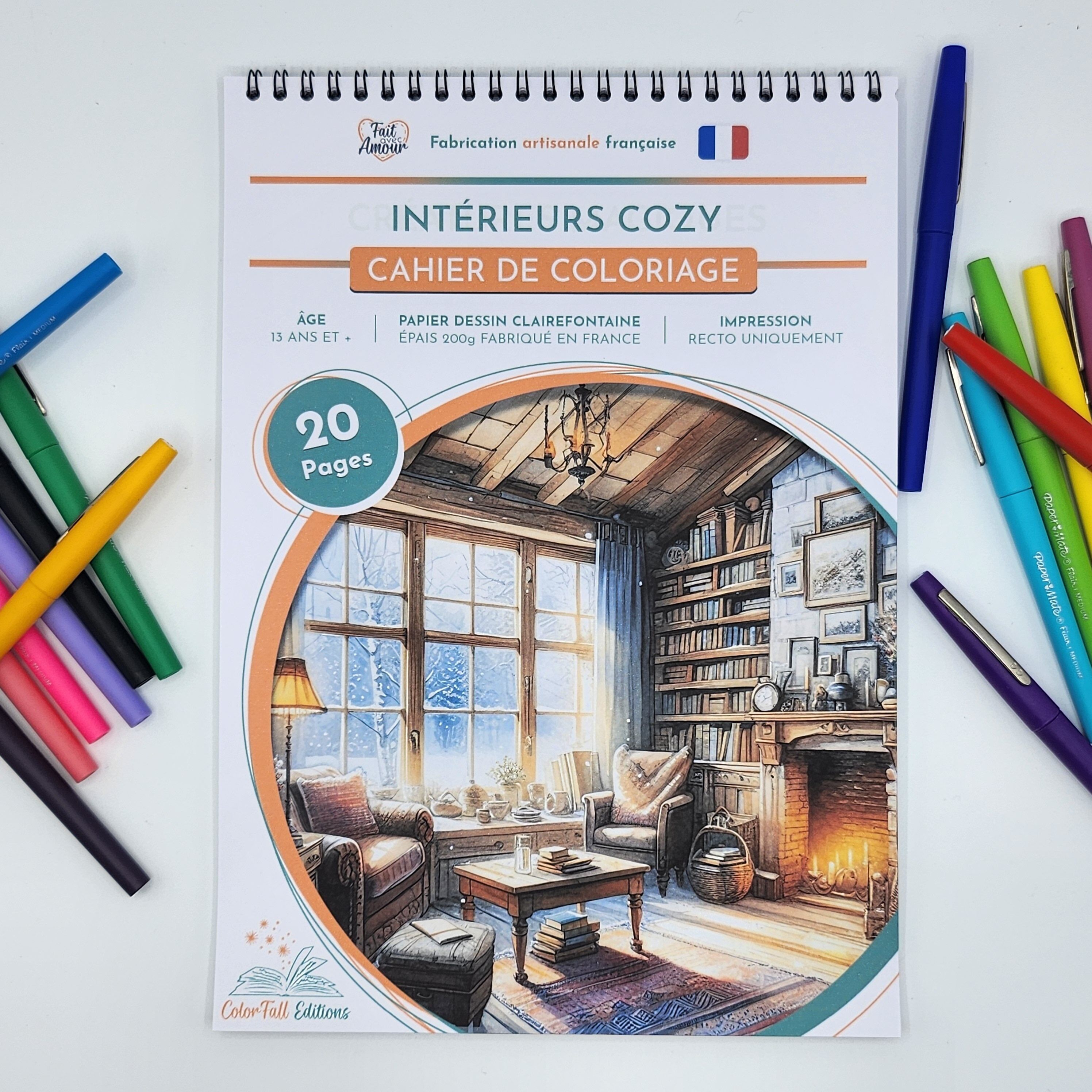 Libro da colorare per adulti, interni accoglienti