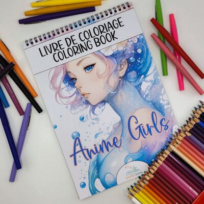 Libro para colorear para adultos, chicas anime