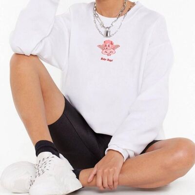 Crew Neck Sweatshirt "Baby Angel"__M / Bianco