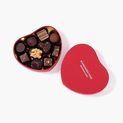 Pralinen aus dunkler Schokolade - Herzbox 150g