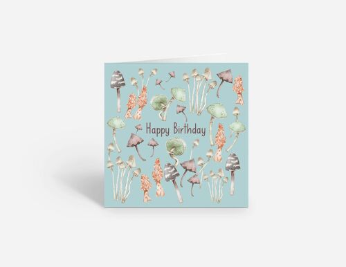 Birthday Card with Mushroom Illustrations