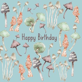 Carte d'anniversaire avec illustrations de champignons 2
