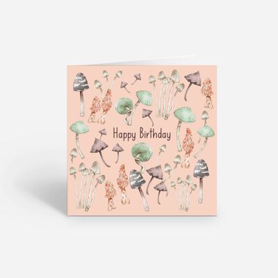 Geburtstagskarte - Pilzillustration
