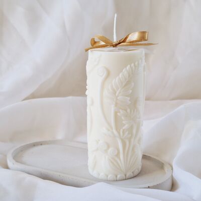 Column Floral Soy Wax Candle Ylang-Ylang and Jasmine