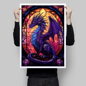 Affiche Dragon de fantaisie morado 1