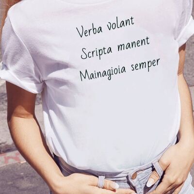 T-Shirt "Verba Volant, Always Mainagioia"__XS / Bianco