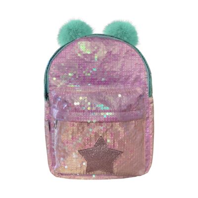 Children's sequin backpack with zipper 2 models Multicolored