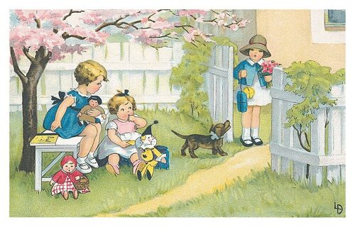 Carte postale sous un arbre fleuri