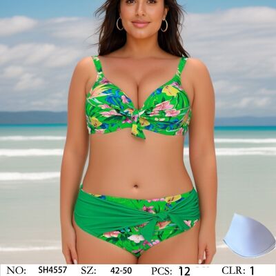 Bikini floral push-up braga cinturilla