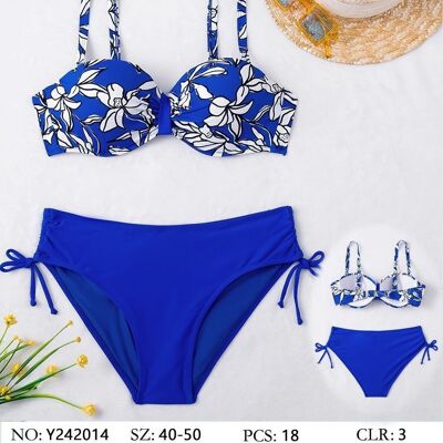 Flower print bandeau bikini