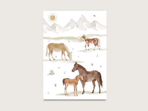 Postkarte "Pferde" P_86 | Kinder | Einladung | Geburtstagseinladung | Mädchen | Pferd | Pony | Reiten | Kindergeburtstag |  || HERZ & PAPIER