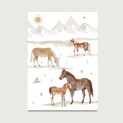 Postcard "Horses" P_86 | Children | Invitation | Birthday invitation | Girl | horse | Bangs | Riding | Children's birthday | || HEART & PAPER