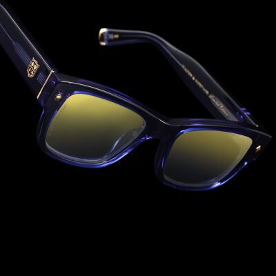 WALTON & MORTIMER® NO. 12: "Sr.Gafas de sol de edición limitada azul medianoche de dos pulgadas/lentes fotocromáticas para computadora