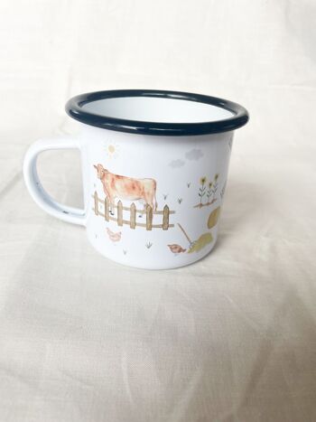 Ferme de tasses en émail | Tasse | Tasse pour enfants | vache | Tracteur | tracteur | bouledogue | Aquarelle | Aquarelle || COEUR & PAPIER 4