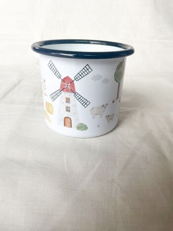 Ferme de tasses en émail | Tasse | Tasse pour enfants | vache | Tracteur | tracteur | bouledogue | Aquarelle | Aquarelle || COEUR & PAPIER 5