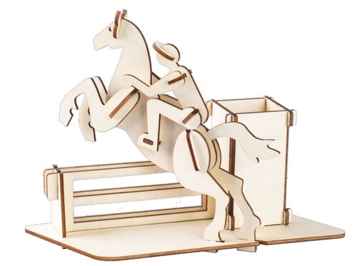 Construction kit Pencil Box Horse Riding/Hippique Competition made of wood