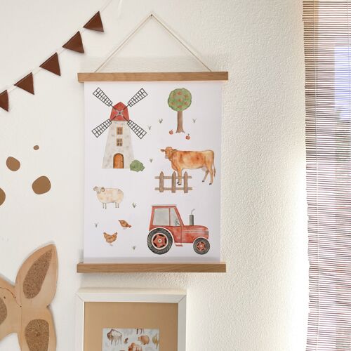 Poster Bauernhof A3 | Print | Kinderposter | Kunstdruck | Kinderzimmer | Kind | Baby | Illustration | Fahrzeuge | Bagger || HERZ & PAPIER