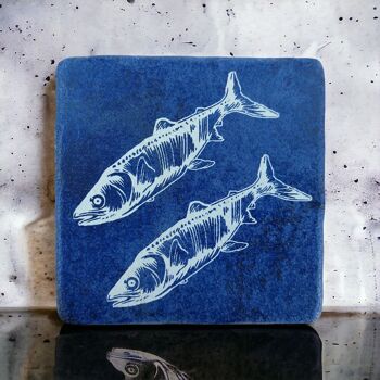 Carrelage imprimé bleu poisson bleu 10 cm x 10 cm 5