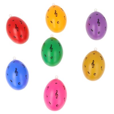 Set of 7 decorative Easter eggs with treble clef and notes, different colors - motif: colorful 3, dark
