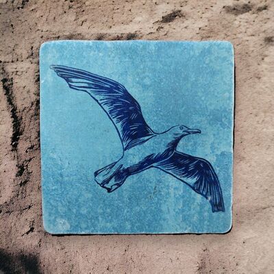 Tile blue print seagull light blue 10 cm x 10 cm