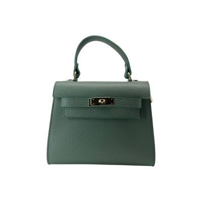 PASTEL GREEN MARA GRAINED LEATHER HANDLE BAG