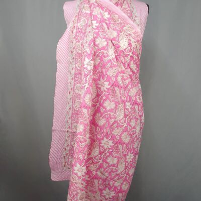 Pareo- Block Printed Sarong- Pink