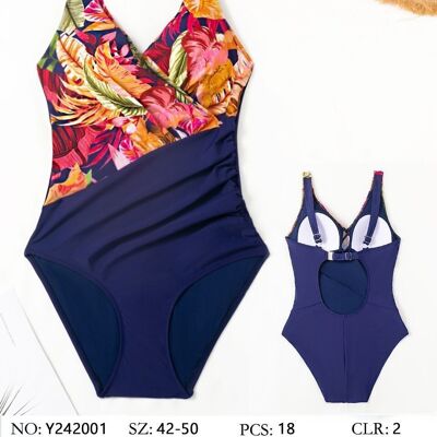 Swimsuit with crossed neckline and side draping