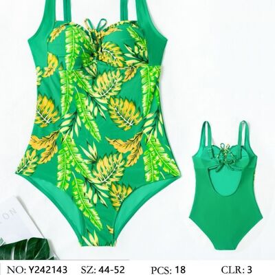 Leafy square neckline swimsuit