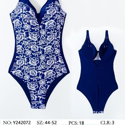 Printed V-neckline swimsuit