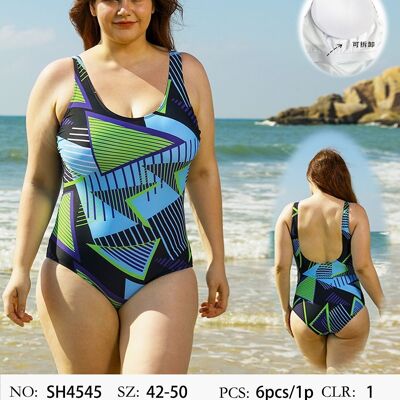 Printed round neckline swimsuit