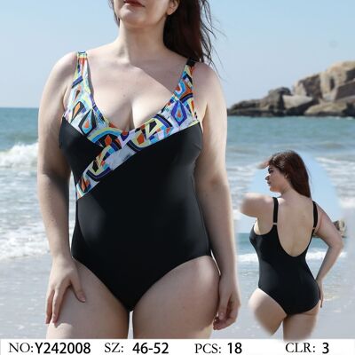 Swimsuit with geometric crossover neckline