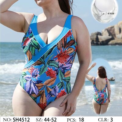 V-neck swimsuit with tropical trim detail