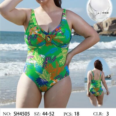 V-neckline swimsuit with fittings