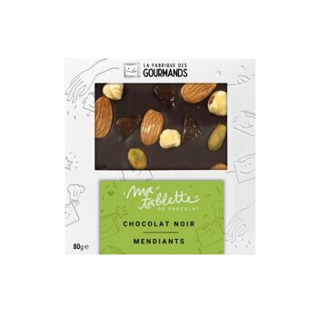 Tablette Chocolat noir 80g. - Façon mendiant