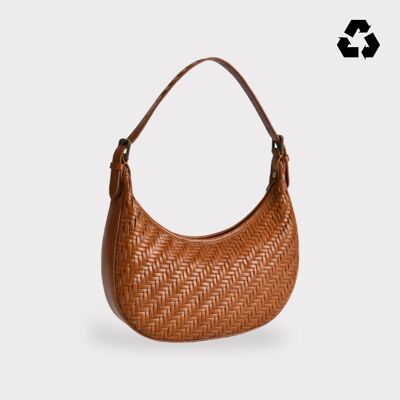 Carmel- Hand Weave Leather Moon Crescent Bag Brown