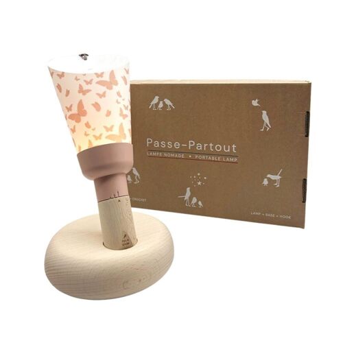 Coffret Lampe Nomade - Papillon - Rose poudré