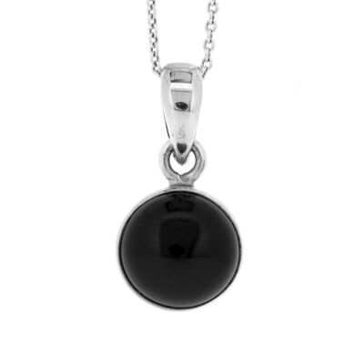 Small Round Onyx Pendant with 18" Trace Chain and Presentation Box