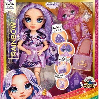Bambola viola alla moda arcobaleno