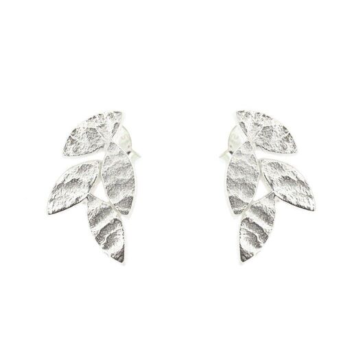 Textured Leaves Stud Earrings and Presentation Box (K-E969-S+BOX)