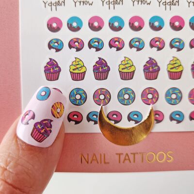 pegatinas de uñas de donuts y panqueques para manicura