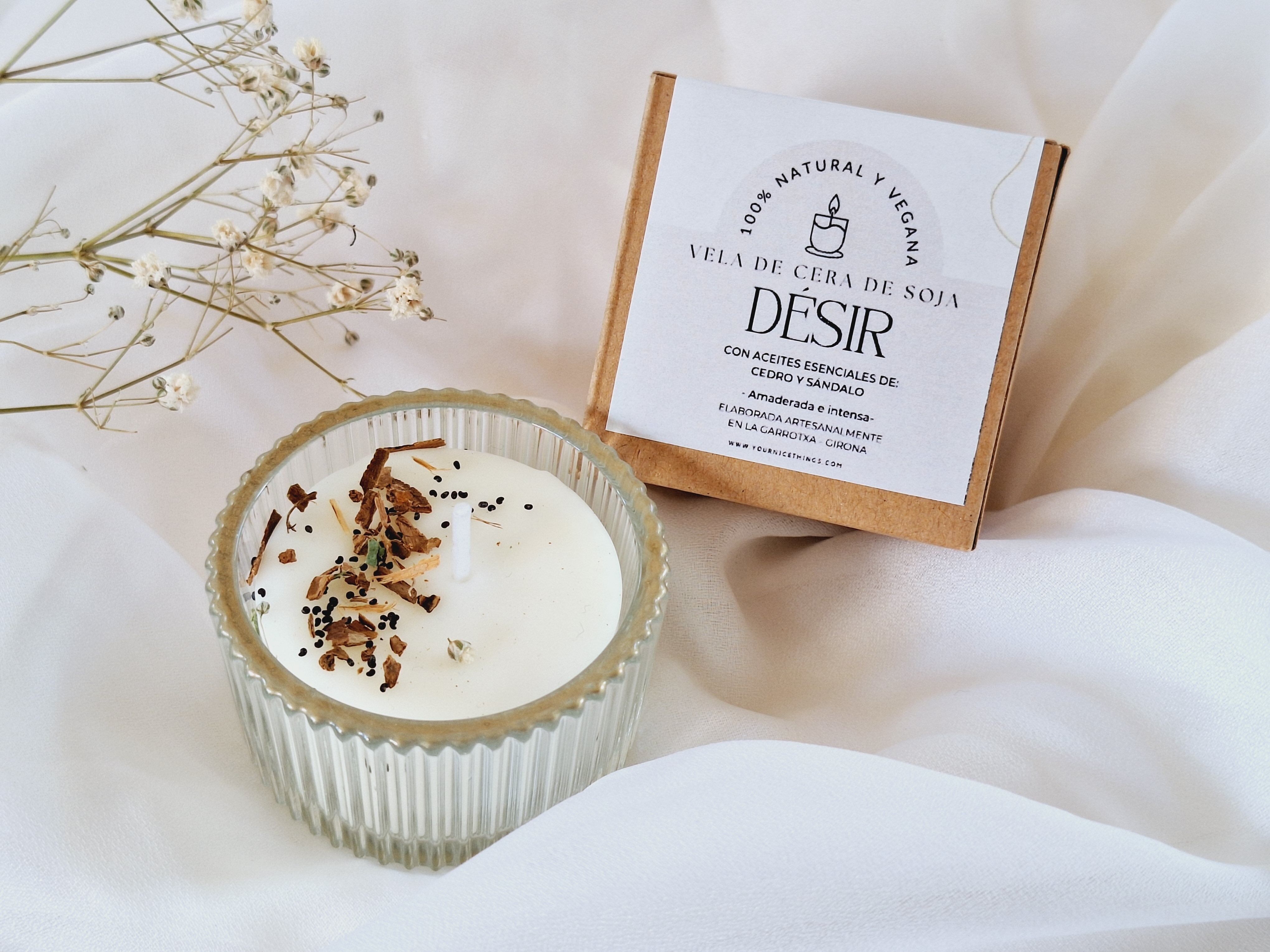 Candela di soia in vasetto di vetro (mini) cedro e sandalo
