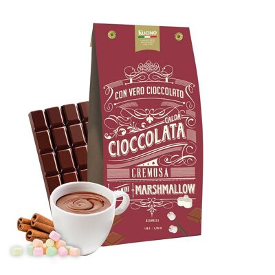CHOCOLATE CALIENTE DE CANELA CON CHOCOLATE REAL Y MINI MALVAVISTOS - 5 TAZAS