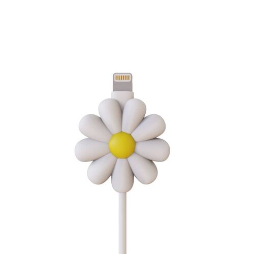 Mojipower Cable Protector - "White Daisy" Cable Bite - White