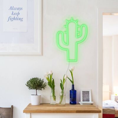Neon Sign Cactus - Green LED Lights Wall Art