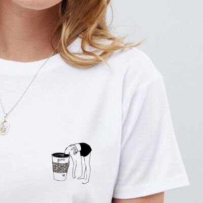 T-Shirt "Joys Coffee"__M / Bianco