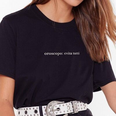 T-Shirt "Horoscope: avoids all"__XS / Nero