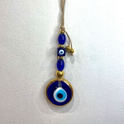 Blue and gold XS - Protective eye handmade in Turkey in glass paste