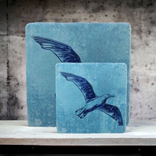 Fliesen Untersetzer Blaudruck Möwe 15 cm x 15 cm