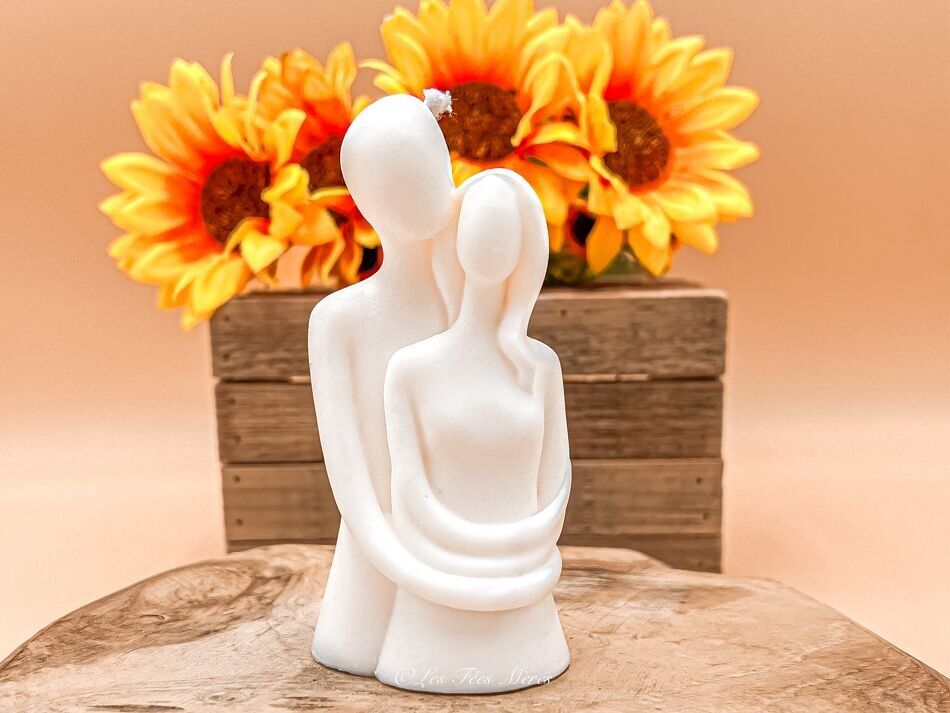 Candela di coppia vegetale fatta a mano senza profumazione - San Valentino